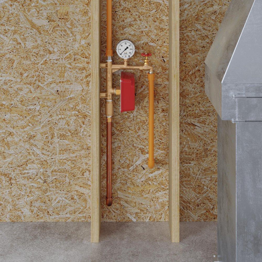 National Fire Products Cast Brass Male Threaded Adapter, Fire Sprinkler Riser Unit, Inline Check Valve and Pressure Relief Valve 