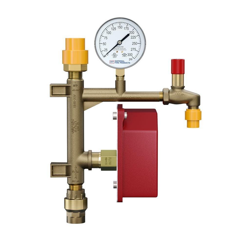 National Fire Products Cast Brass Male Threaded Adapter, Inline Check Valve, Pressure Relief Valve and Retard 