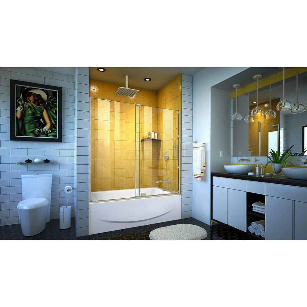 DreamLine Brushed Nickel 58 in. Tub & Shower Door 
