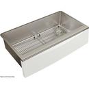 35-7/8 x 20-5/16 in. Stainless Steel Single Bowl Interchangeable Apron Farmhouse Kitchen Sink with Sound Dampening - Includes Grid and Strainer Drain in Polished Satin