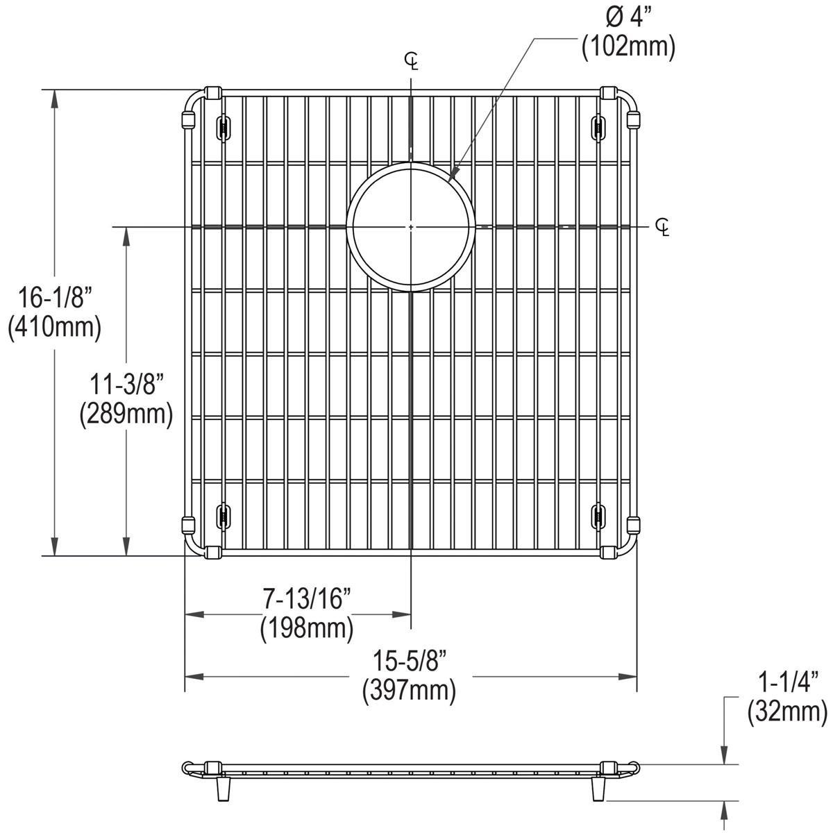 Elkay Polished Stainless Steel 15-5/8 x 16-1/8 in. Bottom Grid 