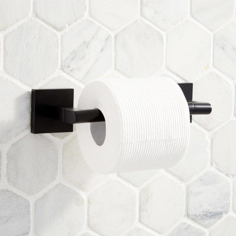 Signature Hardware Matte Black Wall Toilet Tissue Holder 
