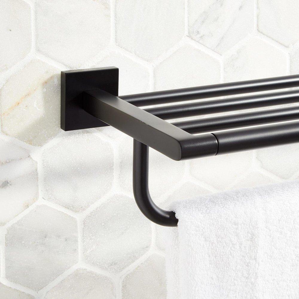 Signature Hardware Matte Black 23-5/8 in. Towel Holder 