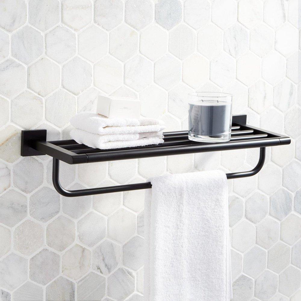 Signature Hardware Matte Black 23-5/8 in. Towel Holder 
