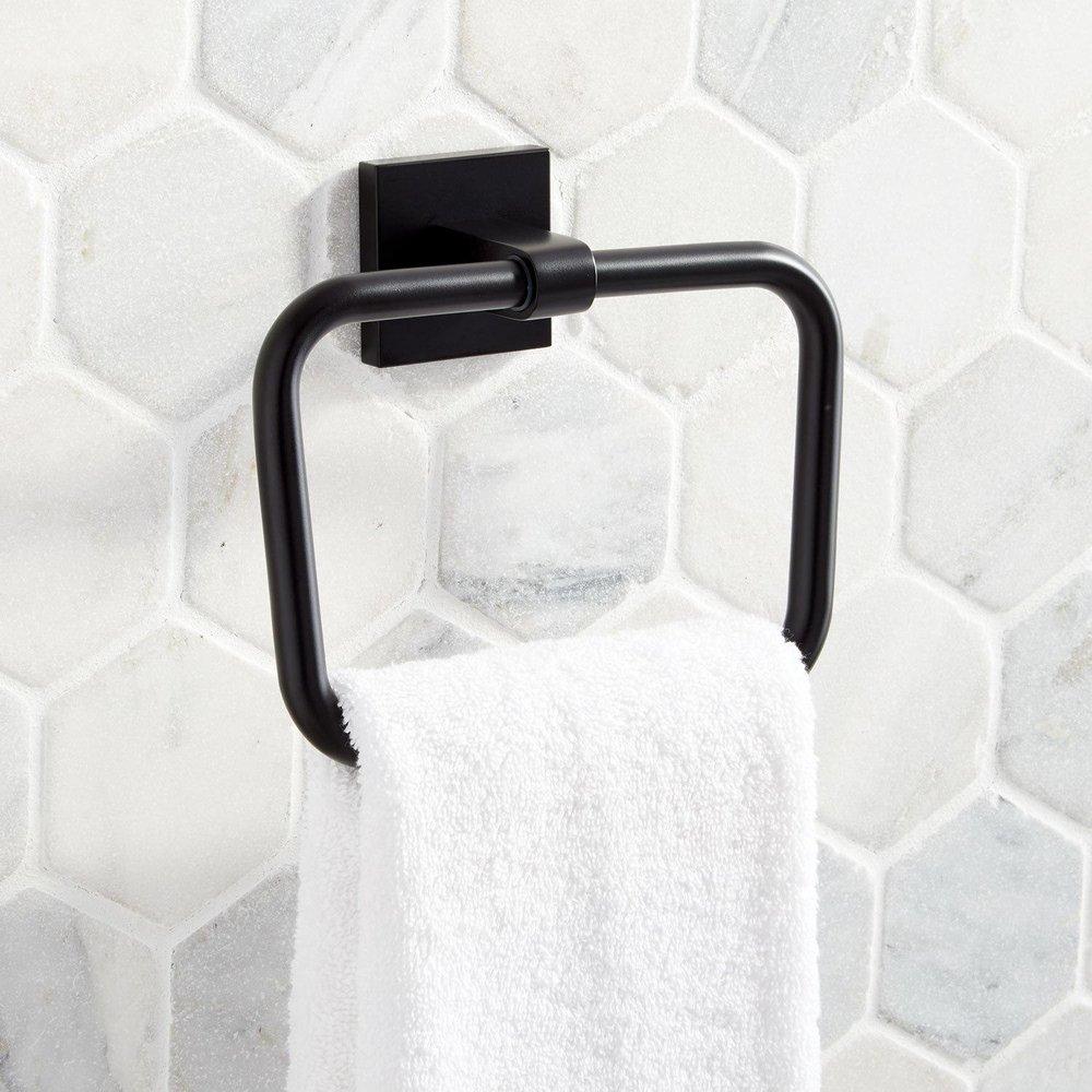 Signature Hardware Matte Black Square Closed Towel Ring 