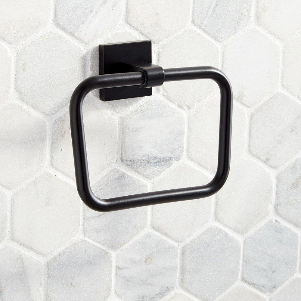 Signature Hardware Matte Black Square Closed Towel Ring 