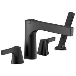 Two Handle Roman Tub Faucet with Hand Shower in Matte Black (Trim Only)