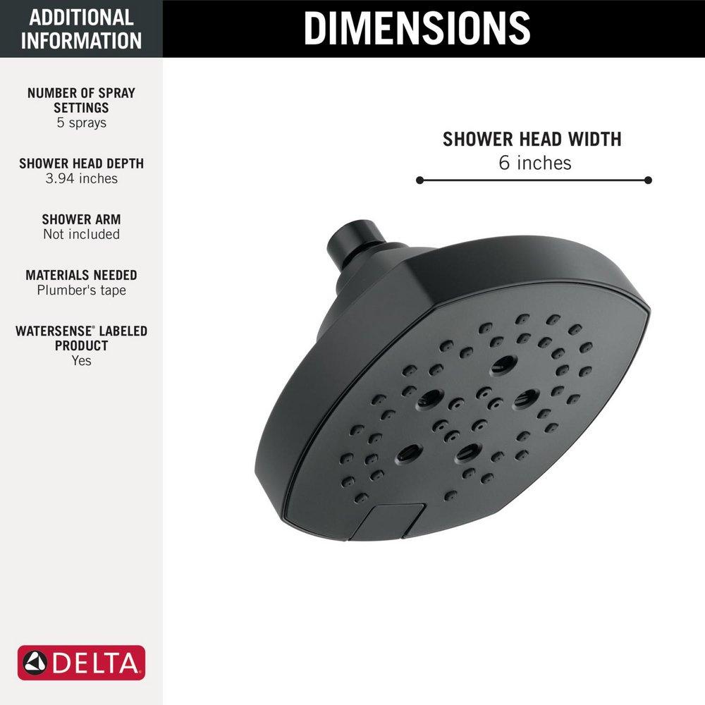 Delta Faucet Matte Black Multi Function Showerhead 