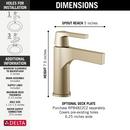 Delta Faucet Brilliance Champagne Bronze Single Handle Monoblock Bathroom Sink Faucet with Drain Assembly 