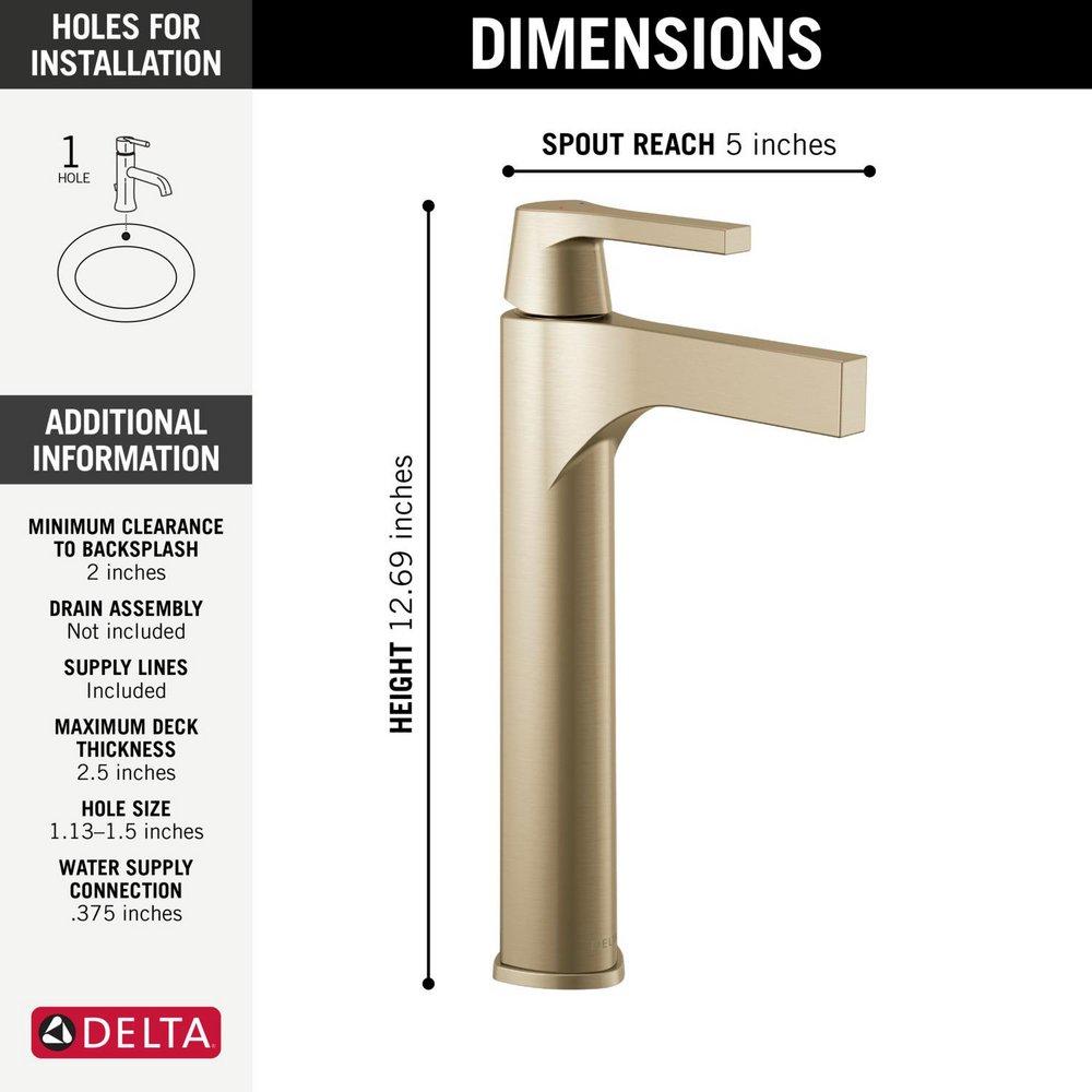 Delta Faucet Brilliance&reg; Champagne Bronze Single Handle Vessel Filler Bathroom Sink Faucet 