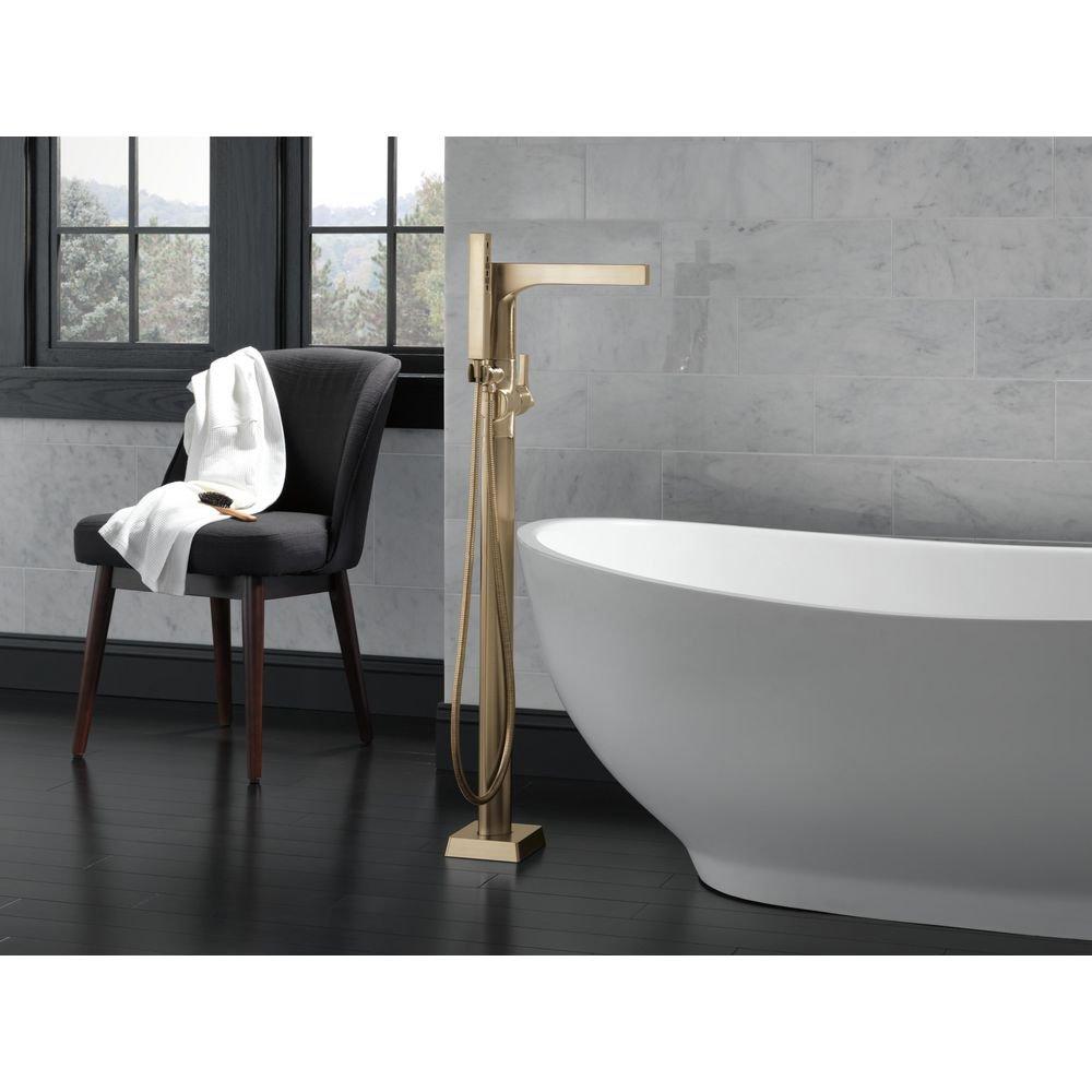 Delta Faucet Brilliance Champagne Bronze Floor Mount Tub Filler with Single Handle 