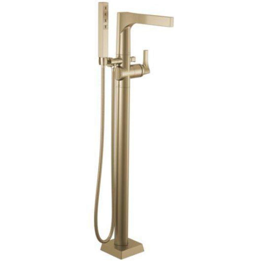 Delta Faucet Brilliance Champagne Bronze Floor Mount Tub Filler with Single Handle 