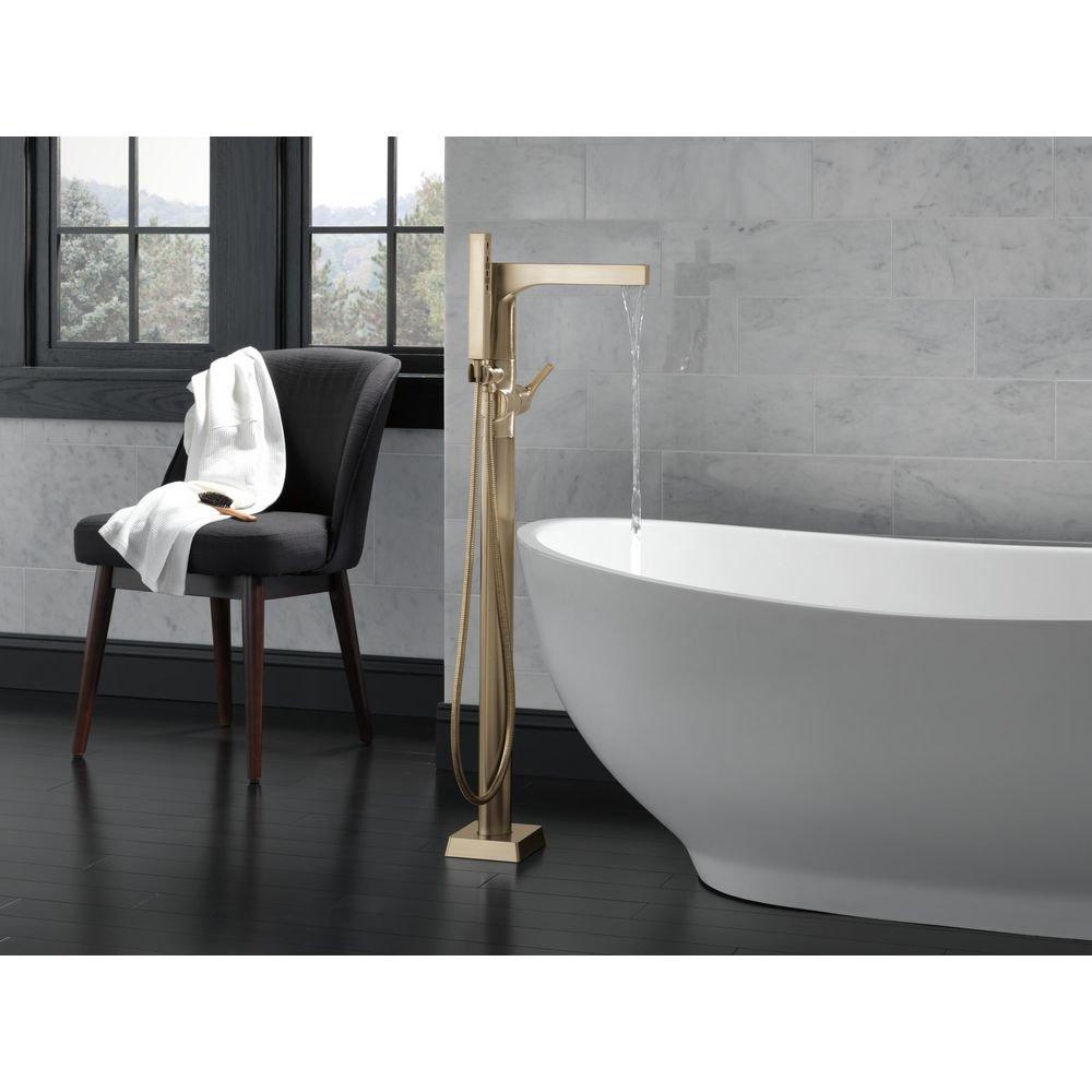 Delta Faucet Brilliance Champagne Bronze Floor Mount Tub Filler with Single Handle 