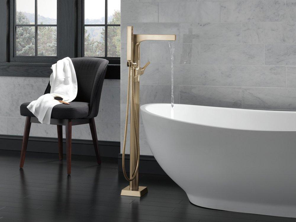 Delta Faucet Champagne Bronze Single Lever Handle Floor Mount Filler Trim Only 