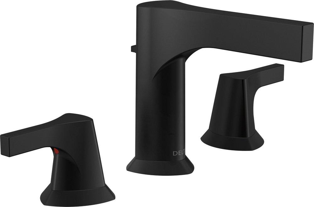 Delta Faucet Matte Black Two Handle Widespread Bathroom Sink Faucet Lever Handle 