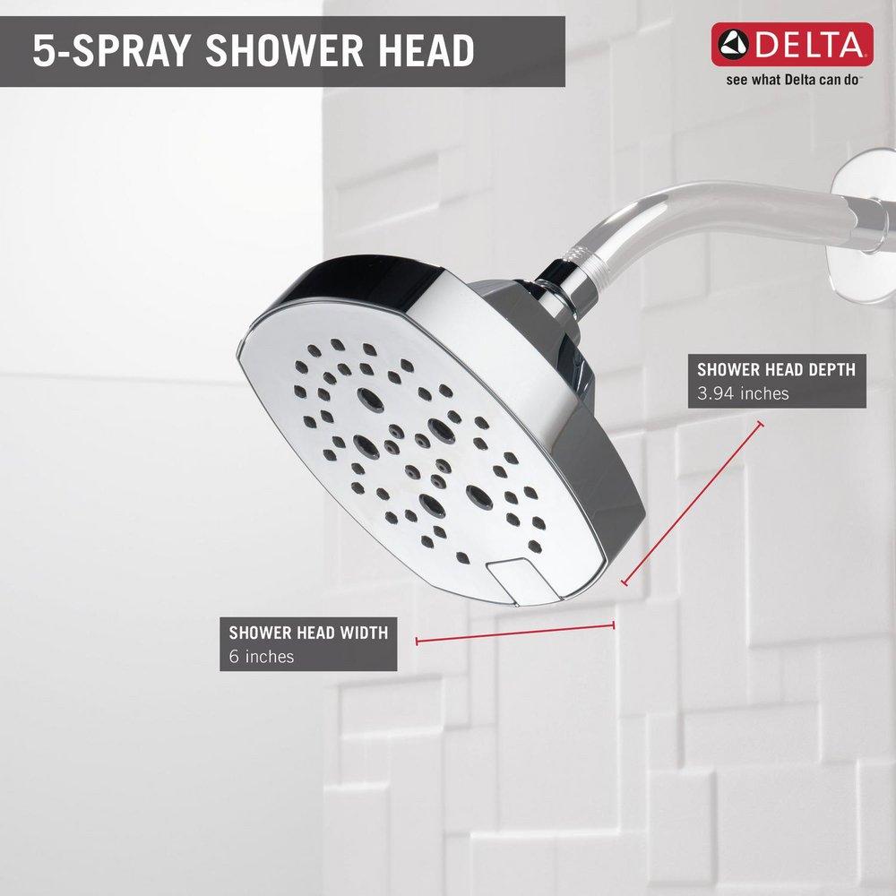 Delta Faucet Chrome Multi Function Full, Full Spray with Massage, H2Okinetic&reg;, Massage and Pause Showerhead 