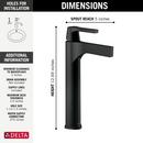 Delta Faucet Matte Black Single Handle Vessel Filler Bathroom Sink Faucet 