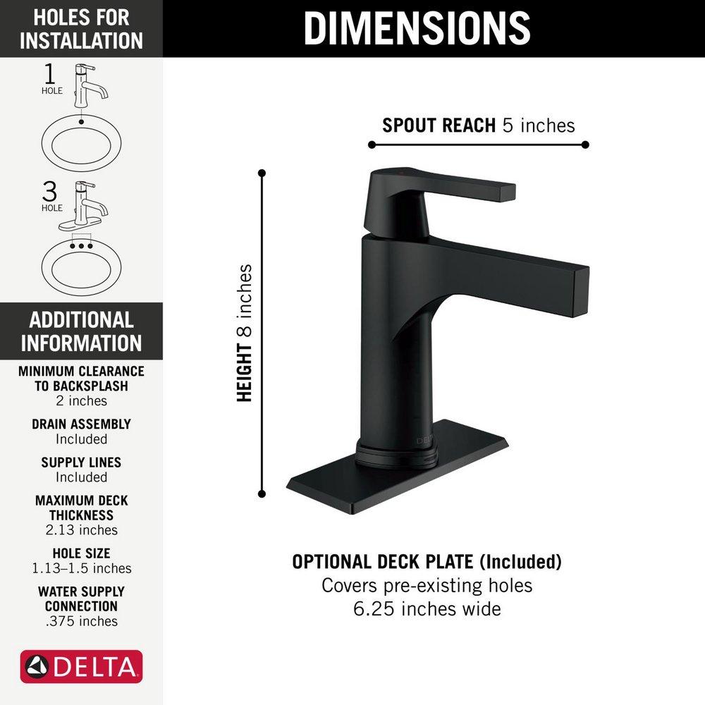 Delta Faucet Matte Black Single Handle Monoblock Bathroom Sink Faucet 