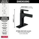 Delta Faucet Matte Black Single Handle Monoblock Bathroom Sink Faucet 