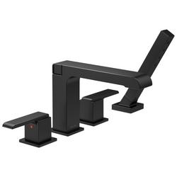 Two Handle Roman Tub Faucet with Hand Shower in Matte Black (Trim Only)