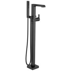 Single Handle Floor Mount Filler with Handshower in Matte Black (Trim Only)