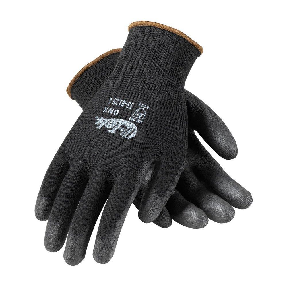 G-Tek&reg; GP&trade; Black Plastic Glove with Polyurethane Coated Smooth Grip in Black 