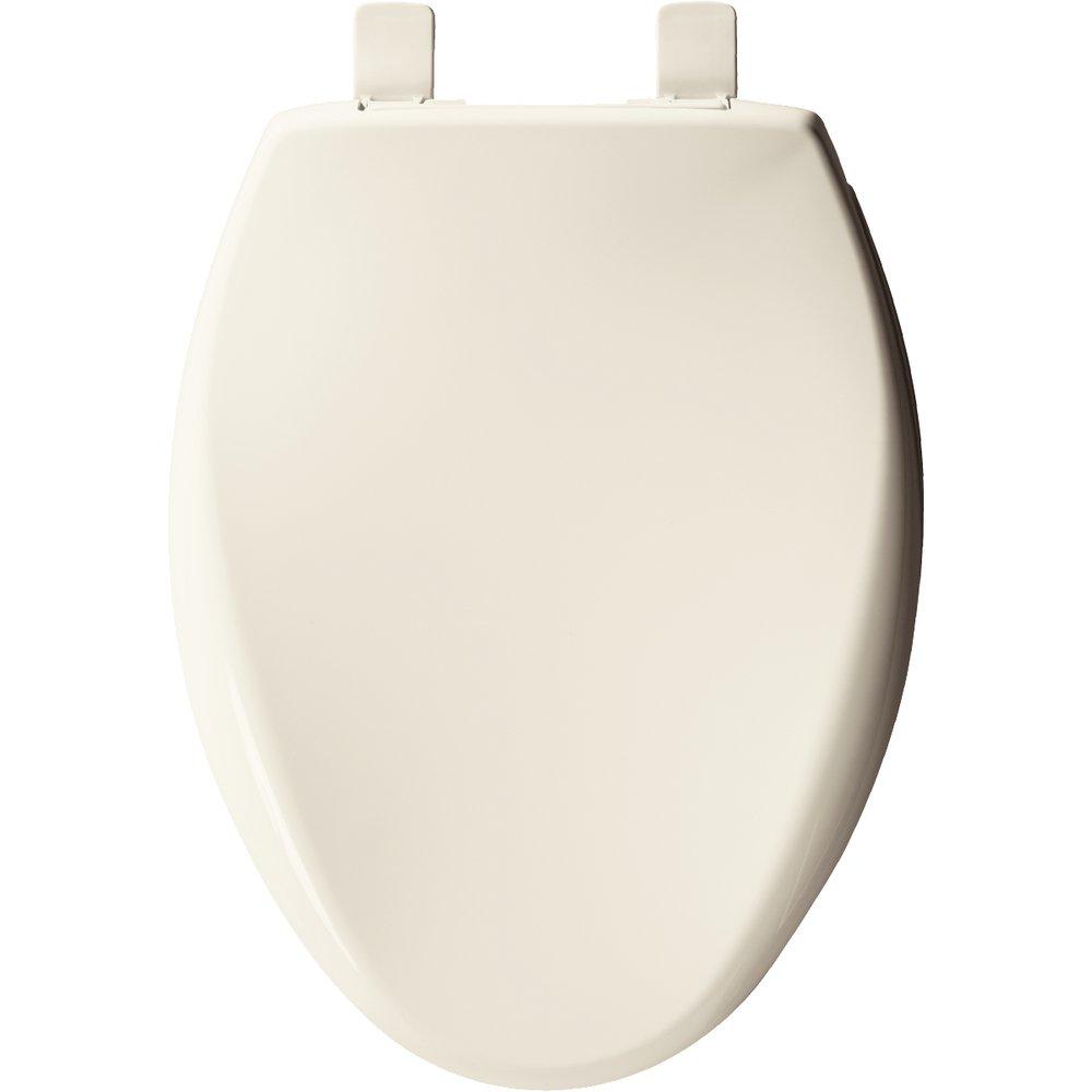 Church Seat Biscuit 18-1/2 in. Elongated Closed Front Toilet Seat with Cover 