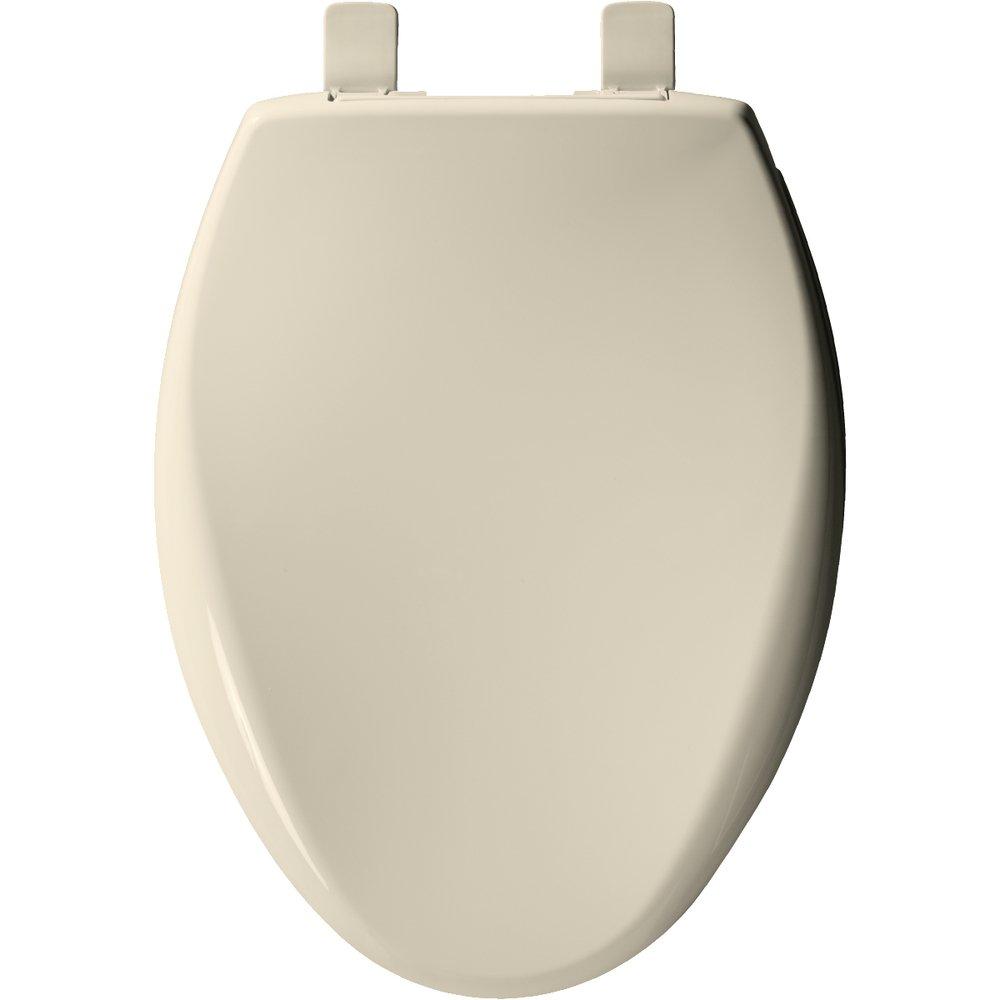 Church Seat Almond 18-1/2 in. Elongated Closed Front Toilet Seat with Cover 