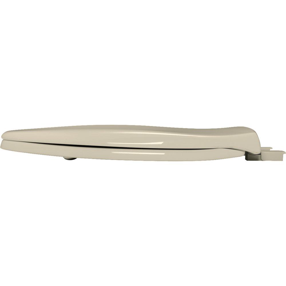 Church Seat Almond 18-1/2 in. Elongated Closed Front Toilet Seat with Cover 