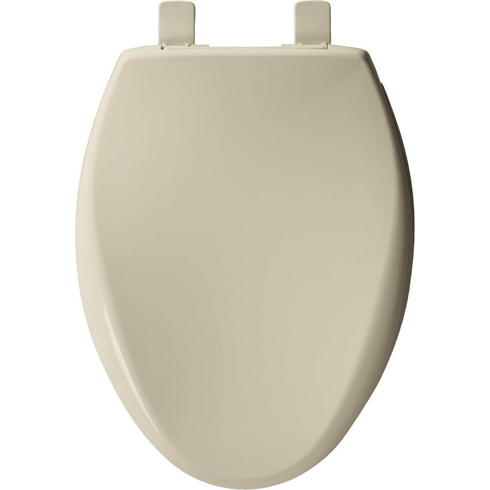 Bemis Bone 18-1/2 in. Elongated Closed Front Toilet Seat with Cover 