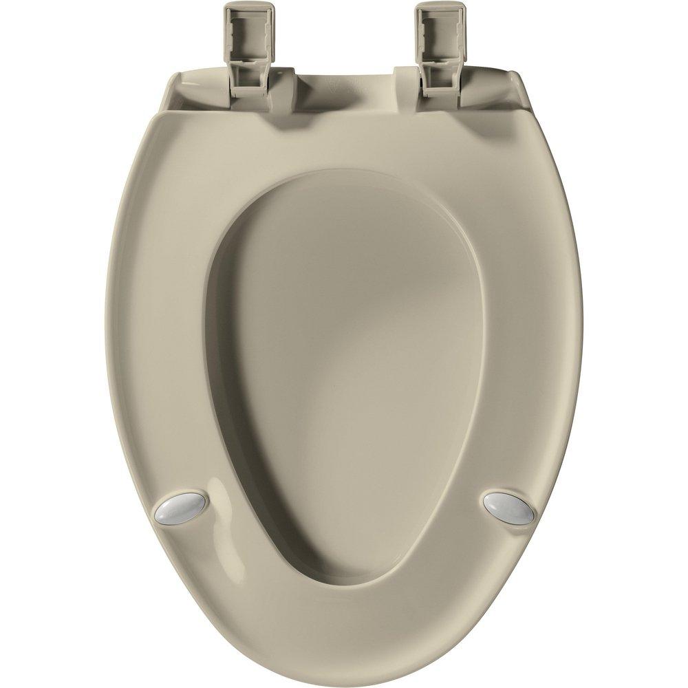 Bemis Bone 18-1/2 in. Elongated Closed Front Toilet Seat with Cover 
