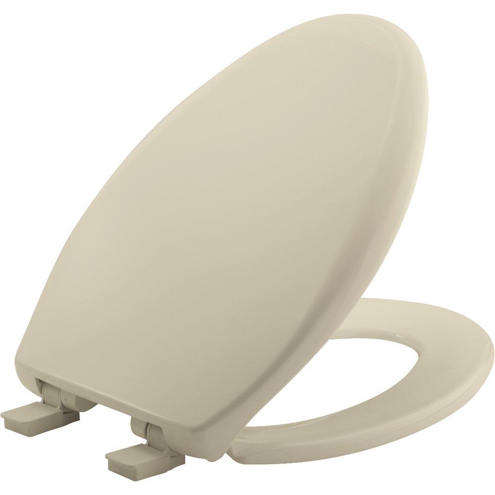 Church Seat Bone White 18-1/2 in. Elongated Closed Front Toilet Seat with Cover 
