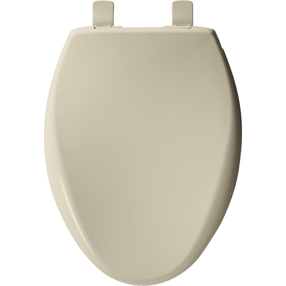 Church Seat Bone White 18-1/2 in. Elongated Closed Front Toilet Seat with Cover 