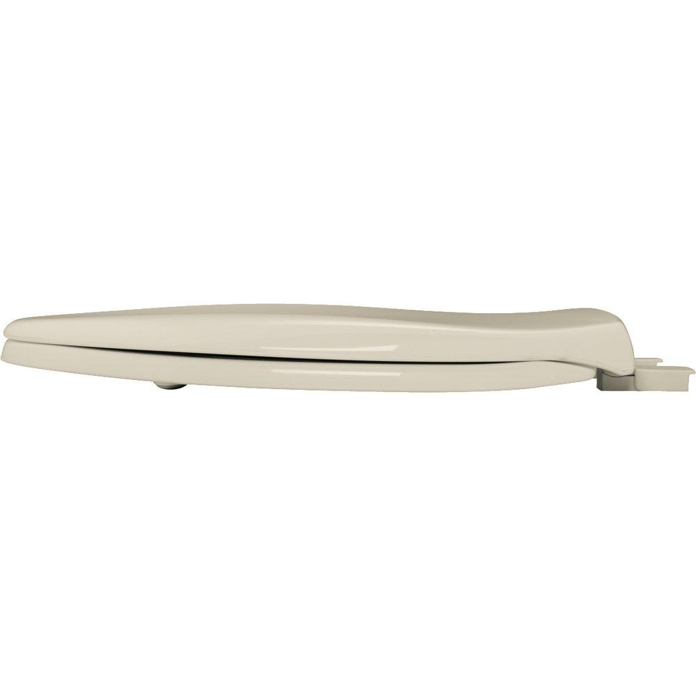 Church Seat Bone White 18-1/2 in. Elongated Closed Front Toilet Seat with Cover 