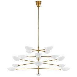 62-3/4 x 69-1/2 in. 40W 16-Light Modern Chandelier in Hand Rubbed Antique Brass