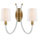 2-Light 40W 16 in. Wall Sconce in Crystal with Antique Brass