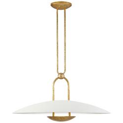 18W 1-Light Integrated LED Pendant Light in Natural Brass with Plaster White