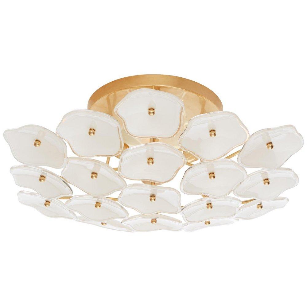 Visual Comfort & Co. Signature LEIGHTON MEDIUM FLUSH MOUNT IN SOFT BRASS WITH CREAM TINTED GLASS 