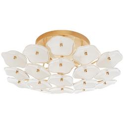 40W 3-Light Candelabra E-12 Flush Mount Ceiling Fixture in Soft Brass with Cream