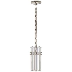 40W 1-Light Medium E-26 Pendant Light in Polished Nickel with Crystal