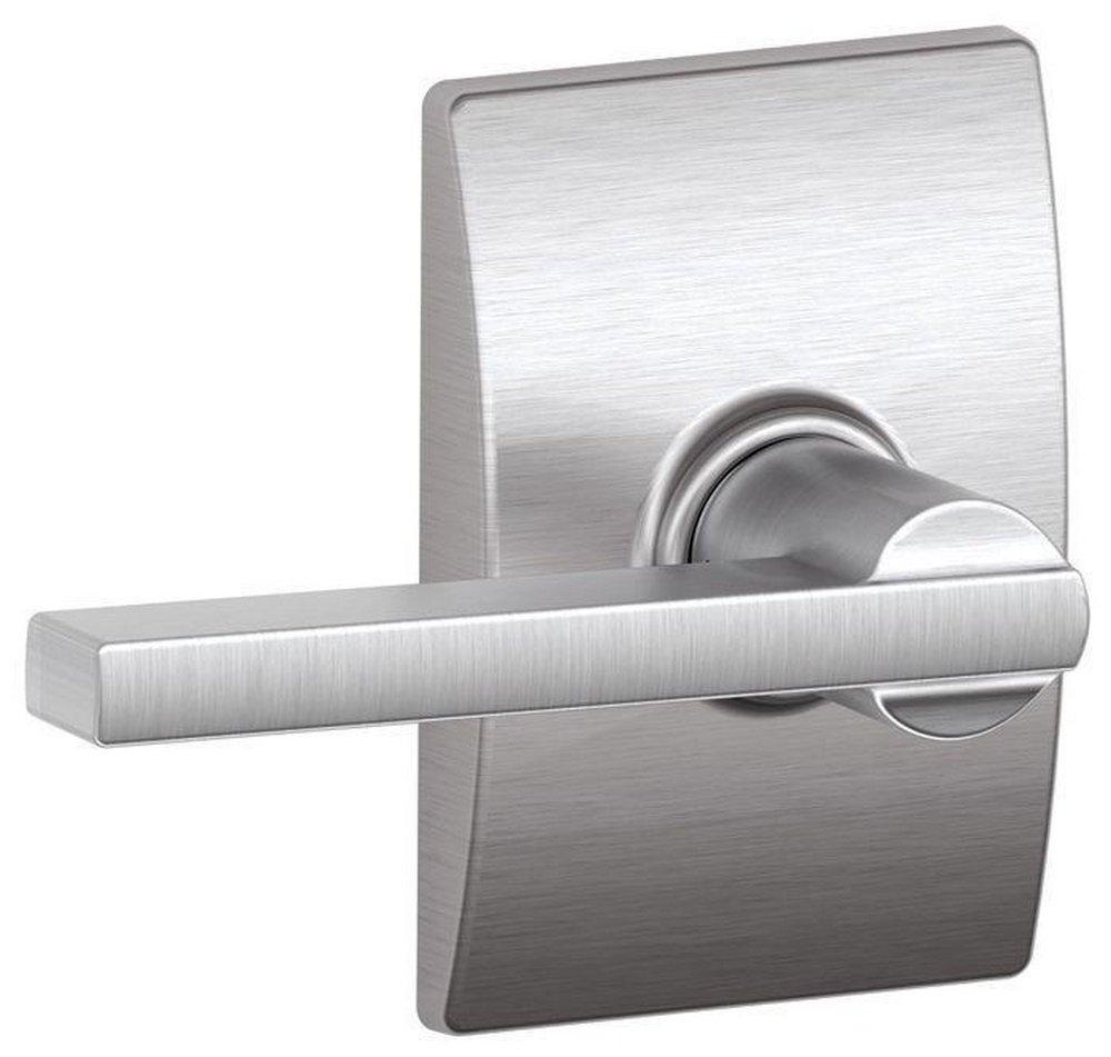 LATITUDE LEVER WITH CENTURY TRIM HALL AND CLOSET LOCK IN SATIN CHROME 