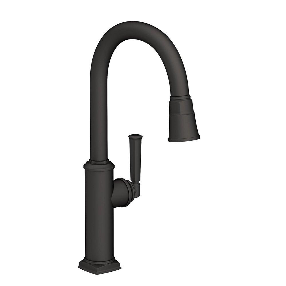 Newport Brass Flat Black Single Handle Pull Down Kitchen Faucet 