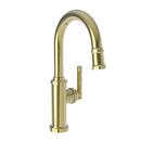 Single Handle Pull Down Bar Faucet in Uncoated Polished Brass - Living