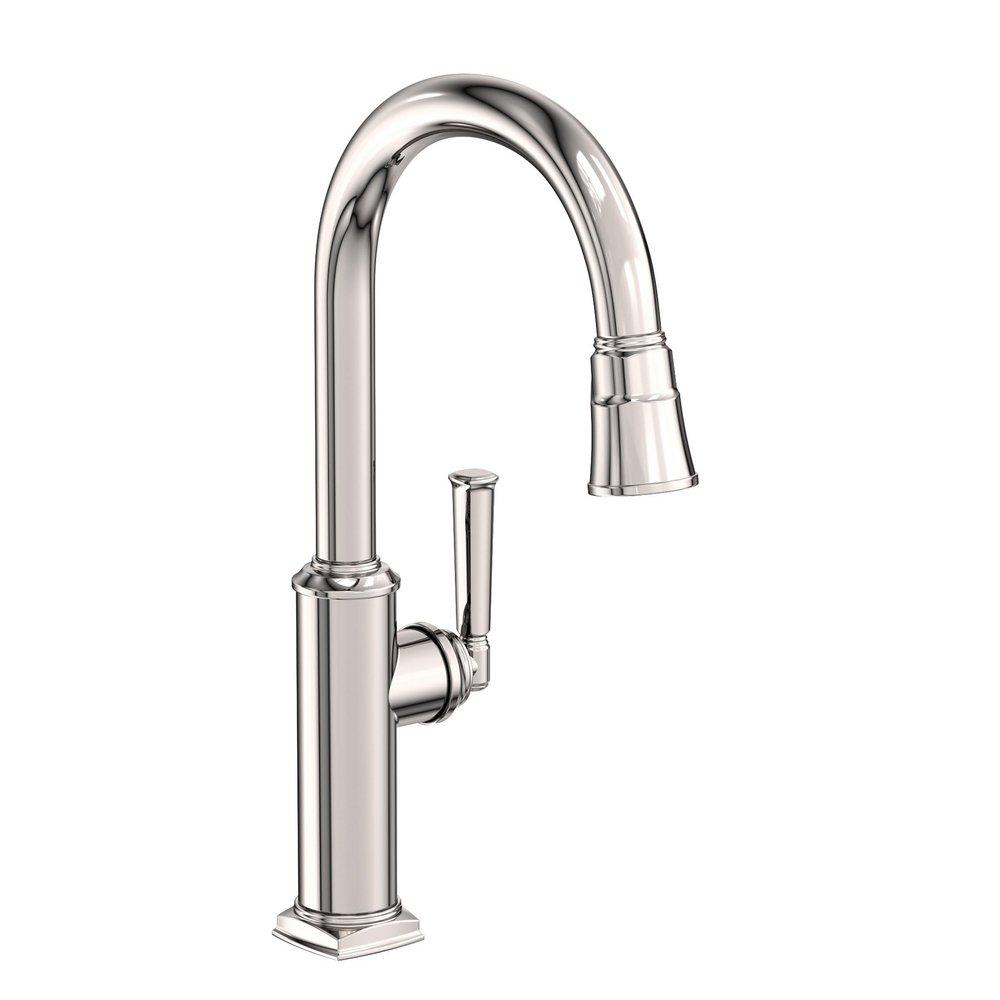Newport Brass Polished Nickel - Natural Single Handle Pull Down Kitchen Faucet 