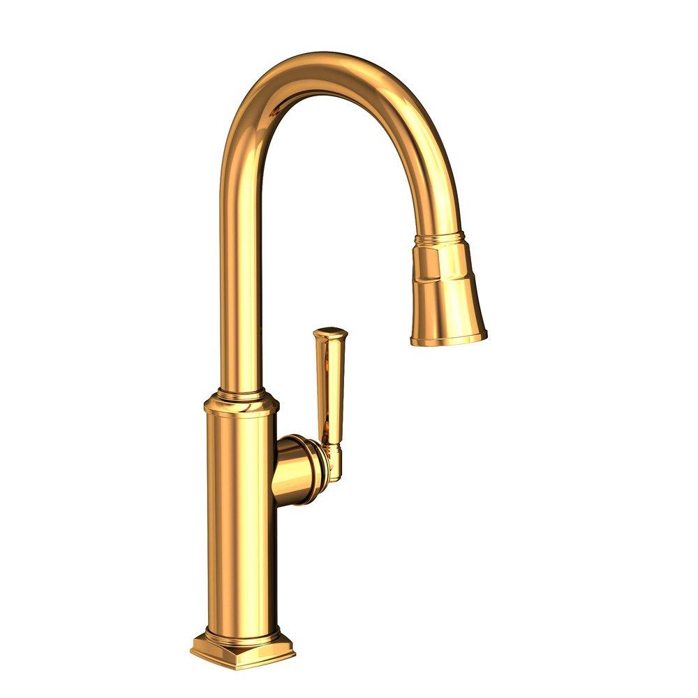 Newport Brass Polished Gold - PVD Single Handle Pull Down Kitchen Faucet 
