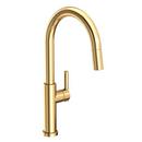 Single Handle Pull Down Kitchen Faucet in Uncoated Polished Brass - Living