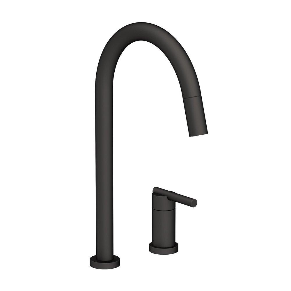 Newport Brass Flat Black Single Handle Pull Down Kitchen Faucet 