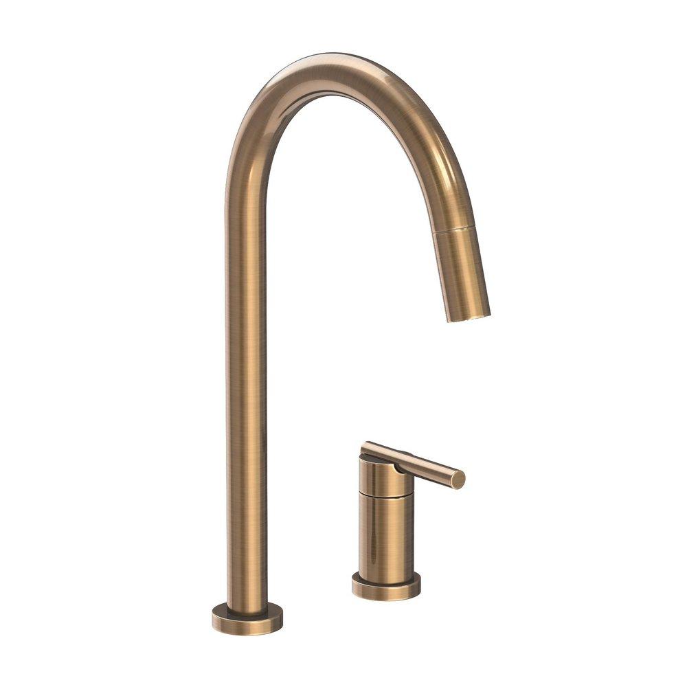 Newport Brass Antique Brass Single Handle Pull Down Kitchen Faucet 