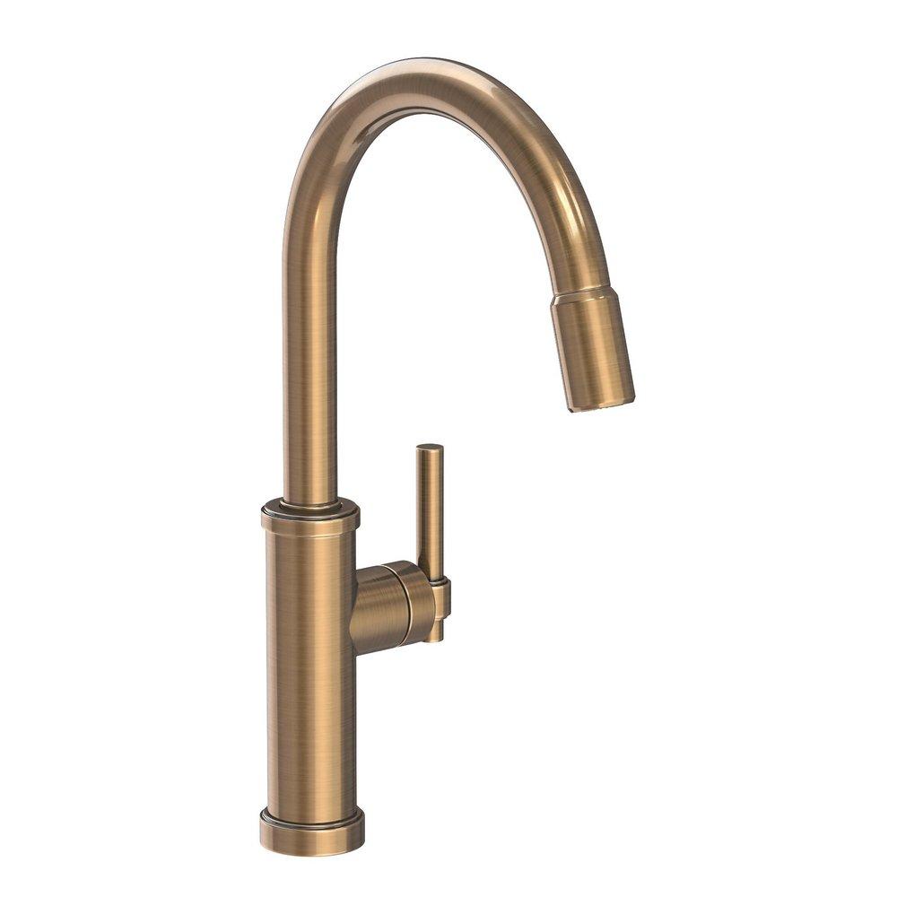 Newport Brass Antique Brass Single Handle Pull Down Kitchen Faucet 