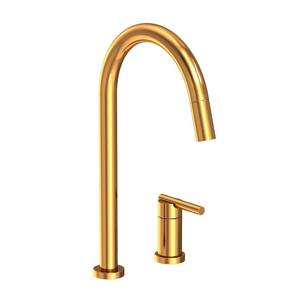 Newport Brass Aged Brass Single Handle Pull Down Kitchen Faucet 